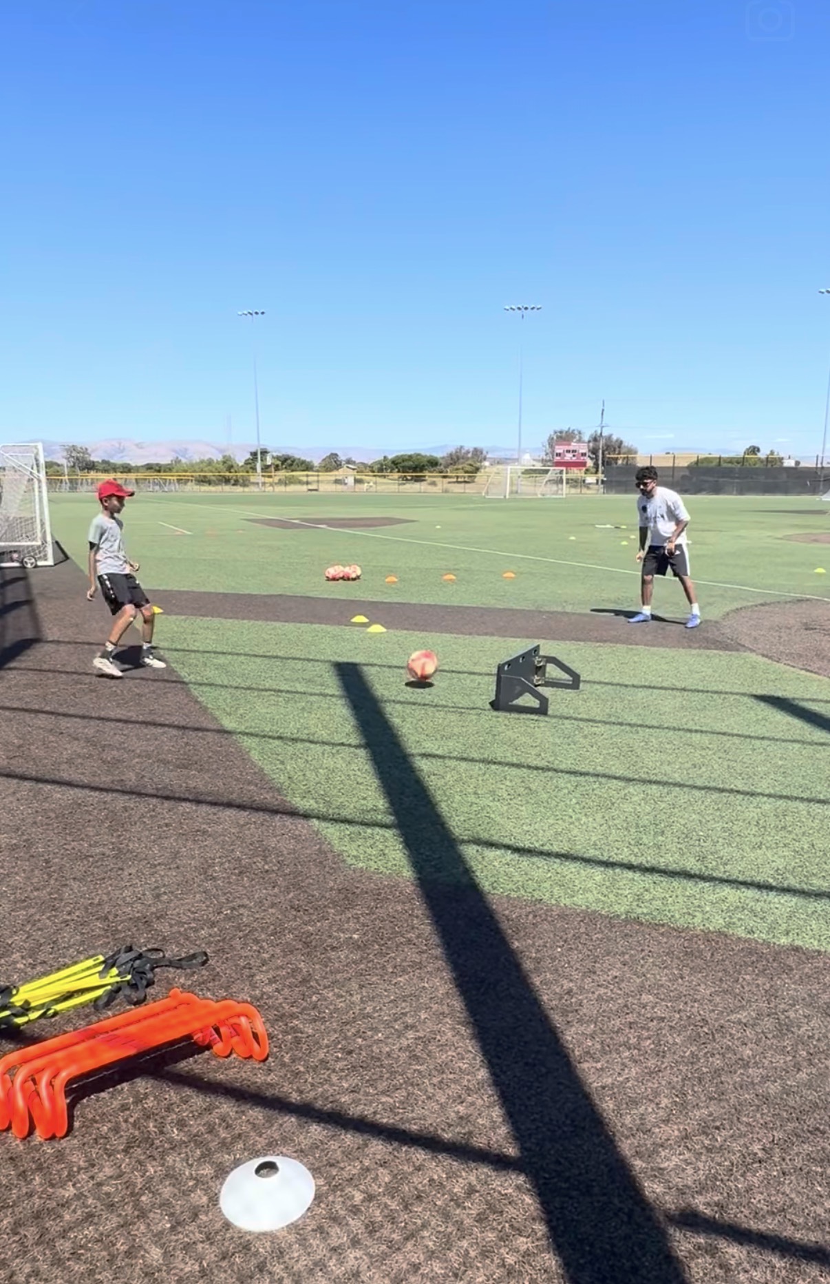 Private soccer training session in progress